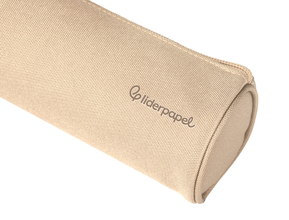 ESTOJO ESCOLAR LIDERPAPEL CILINDRICO LARGO 210X70 MM CREME