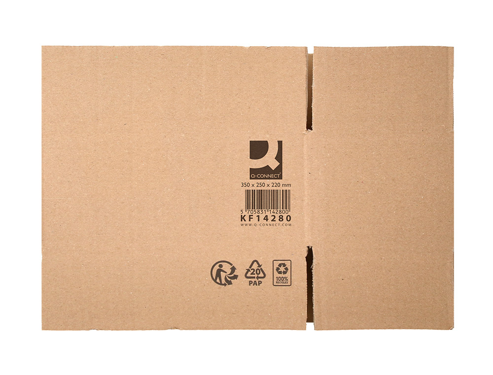 CAIXA PARA EMBALAR Q-CONNECT AMERICANA CARTAO CANAL SIMPLES 5 MM COR KRAFT 350X250X220 MM