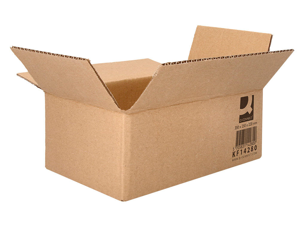 CAIXA PARA EMBALAR Q-CONNECT AMERICANA CARTAO CANAL SIMPLES 5 MM COR KRAFT 350X250X220 MM