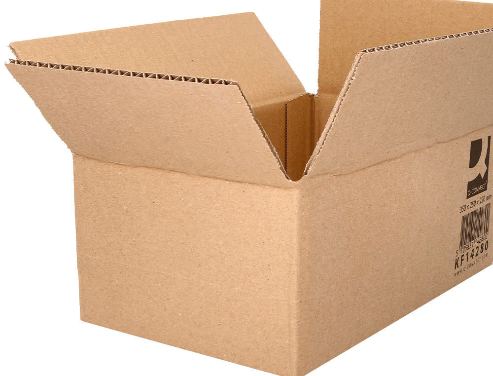 CAIXA PARA EMBALAR Q-CONNECT AMERICANA CARTAO CANAL SIMPLES 5 MM COR KRAFT 350X250X220 MM