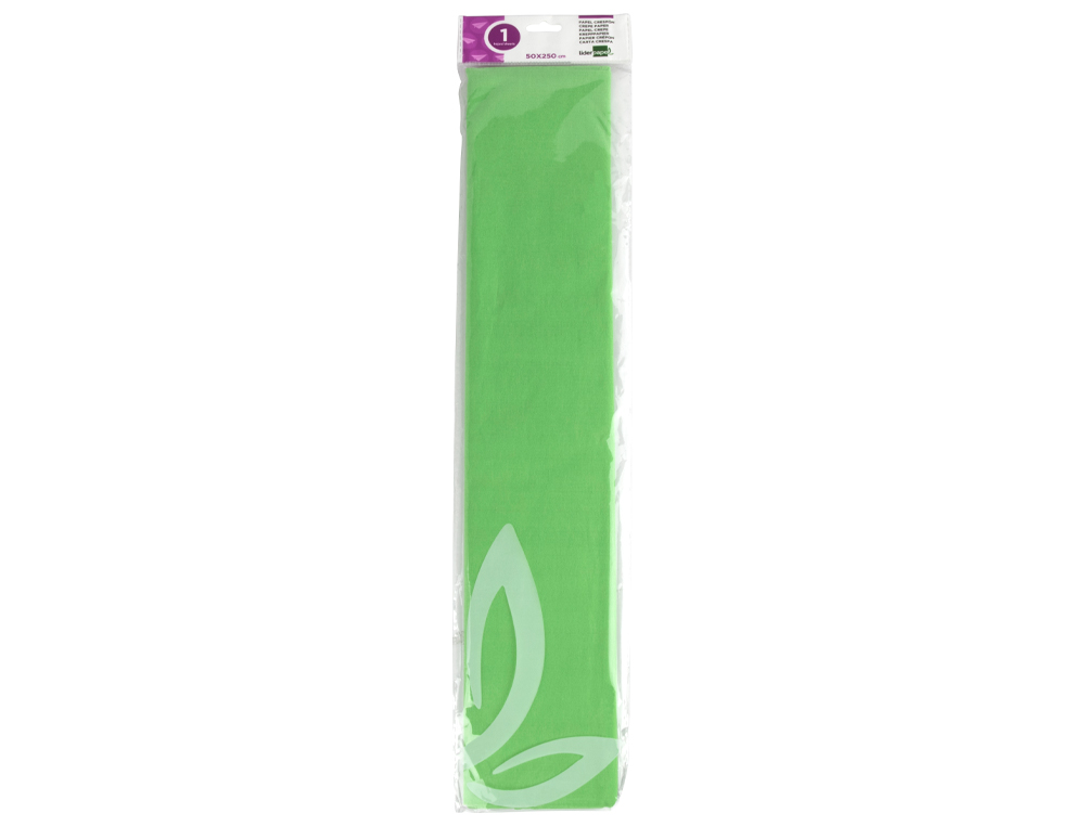 PAPEL CREPE EM CELOFANE LIDERPAPEL 50 CM X 2,5 M VERDE-CLARO CLASSICO